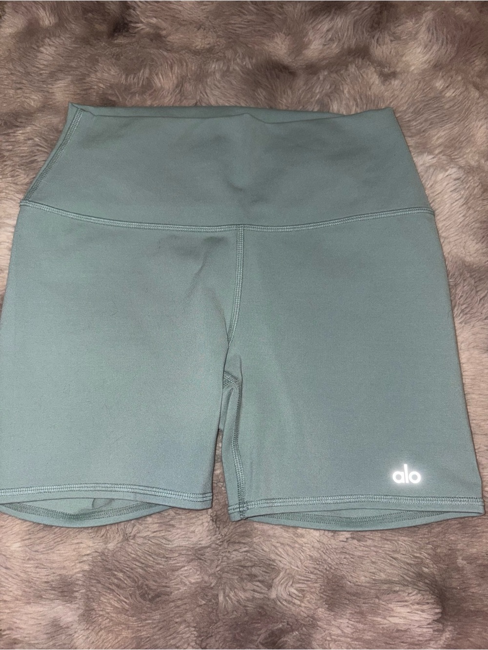 ALO Yoga High-Waist Bike Shorts in Sage Green